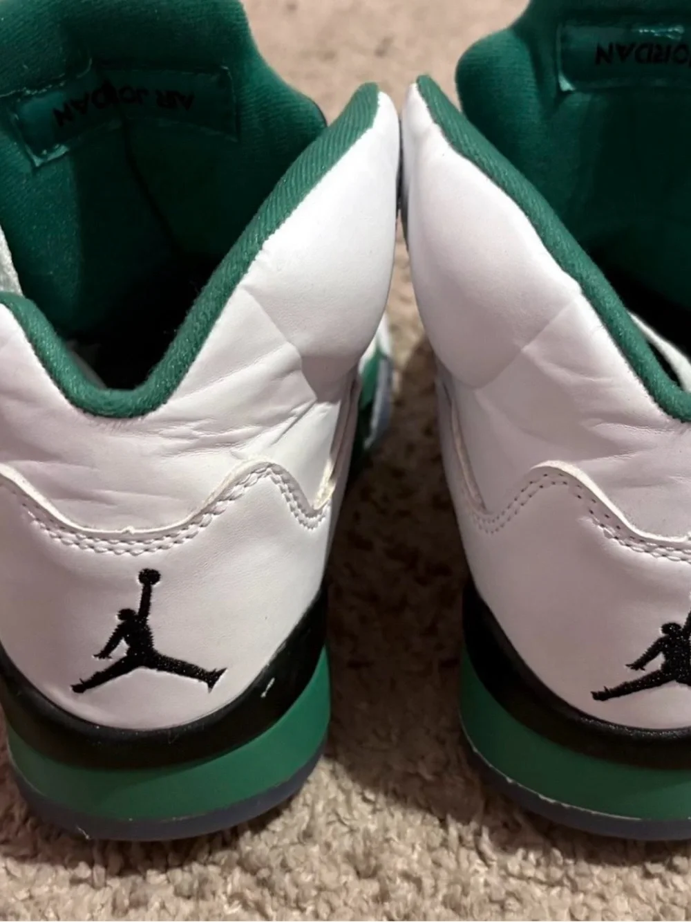 Air jordan 5’s lucky green White and Green Retro Basketball Sneakers